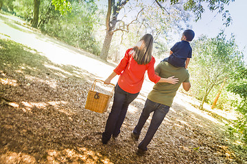 Image showing Mixed Race Family Enjoy a Walk in the Park