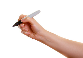 Image showing Woman's hand with a black marker