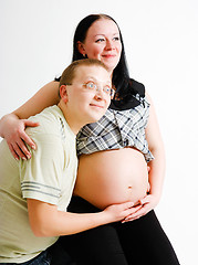 Image showing A pregnant woman and a man