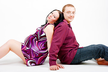 Image showing Young couple. A pregnant woman and a man