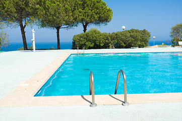 Image showing Scenic ocean view pool