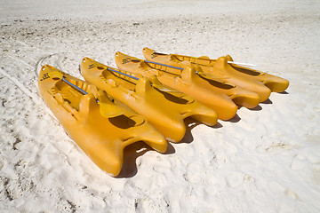Image showing Orange Paddle Boats