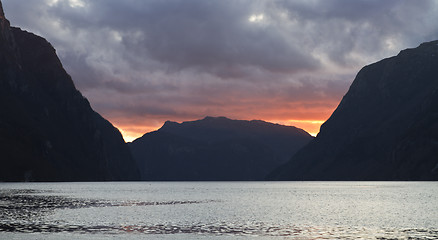 Image showing evening view over fjord in norway