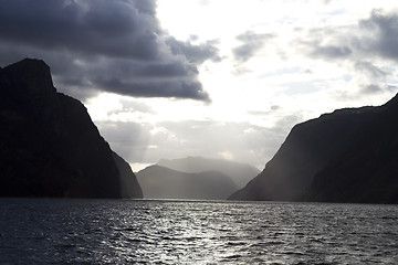 Image showing evening view over fjord in norway