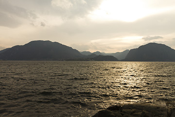 Image showing sunset at coast in norway