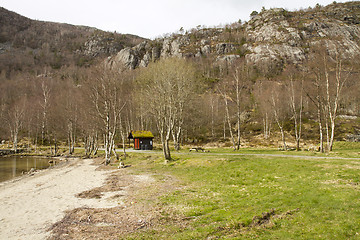 Image showing trees with grassland and mountains