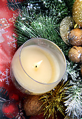 Image showing Christmas decoration with candle