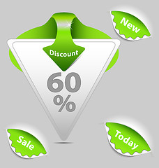 Image showing Green discount sale labels