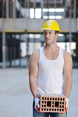 Image showing hard worker on construction site