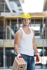 Image showing hard worker on construction site