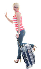 Image showing woman with travel bag