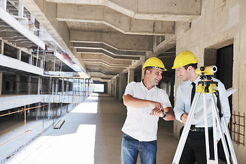 Image showing Team of architects on construciton site