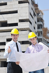 Image showing Team of architects on construciton site