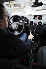 Image showing man using car navigation