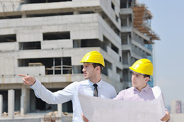 Image showing Team of architects on construciton site