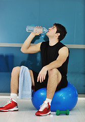 Image showing man drink water at fitness workout