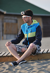 Image showing man relax on beach