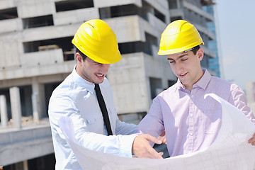 Image showing Team of architects on construciton site