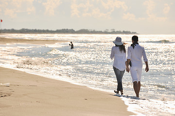 Image showing happy young couple have fun at beautiful beach