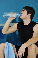 Image showing man drink water at fitness workout 