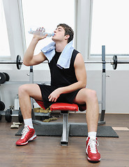 Image showing man drink water at fitness workout 