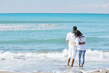 Image showing happy young couple have fun at beautiful beach