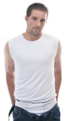 Image showing healthy fit young man islated on white background