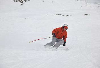 Image showing  skiing on on now at winter season