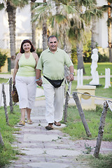 Image showing happy seniors couple  on beach