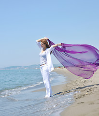 Image showing young woman relax  on beach