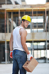 Image showing hard worker on construction site