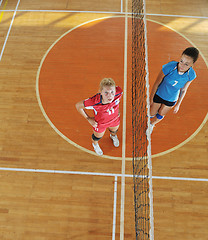 Image showing girls playing volleyball indoor game