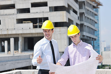 Image showing Team of architects on construciton site