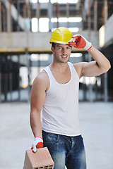 Image showing hard worker on construction site