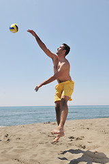 Image showing male beach volleyball game player