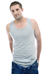 Image showing healthy fit young man islated on white background