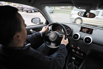 Image showing man using car navigation