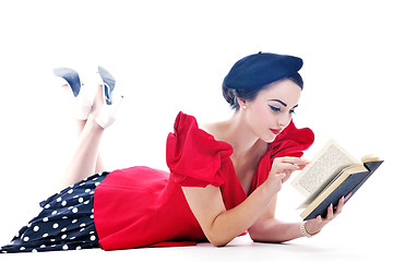 Image showing beautiful young woman read book