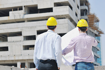 Image showing Team of architects on construciton site