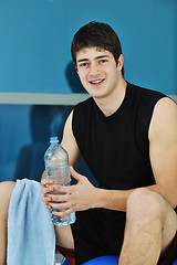 Image showing man drink water at fitness workout 