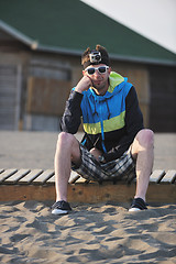 Image showing man relax on beach