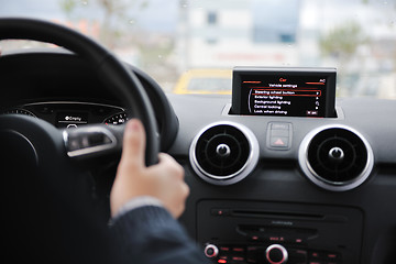 Image showing man using car navigation