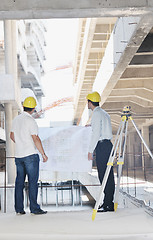 Image showing Team of architects on construciton site