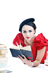 Image showing beautiful young woman read book