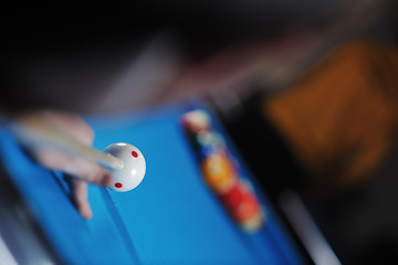 Image showing young man play pro billiard game 