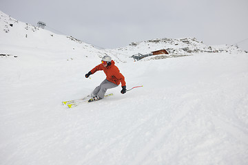 Image showing  skiing on on now at winter season