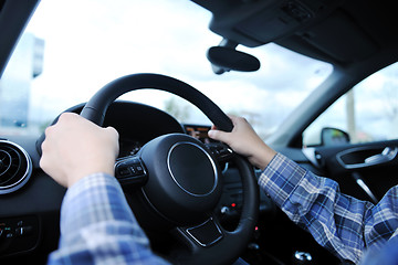 Image showing man using car navigation