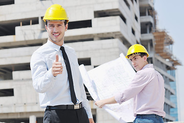 Image showing Team of architects on construciton site