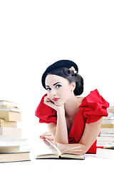 Image showing beautiful young woman read book