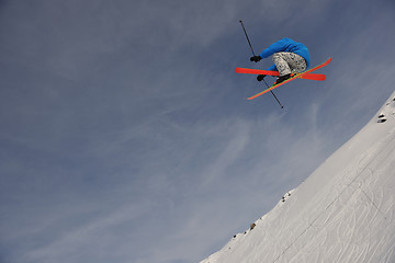 Image showing extreme freestyle ski jump